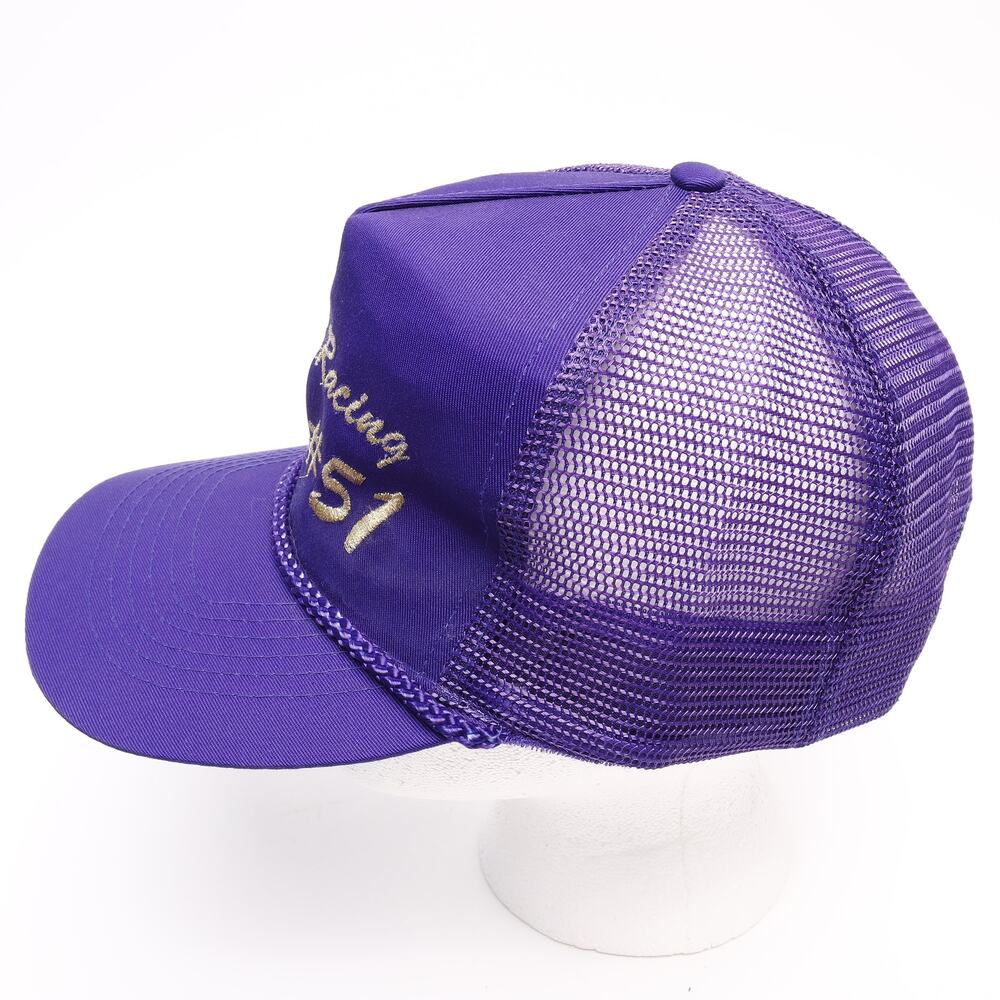 Rare Vtg Shank Racing #51 Embroidered Snapback Mesh Trucker Rope Cap Purple - Picture 7 of 9